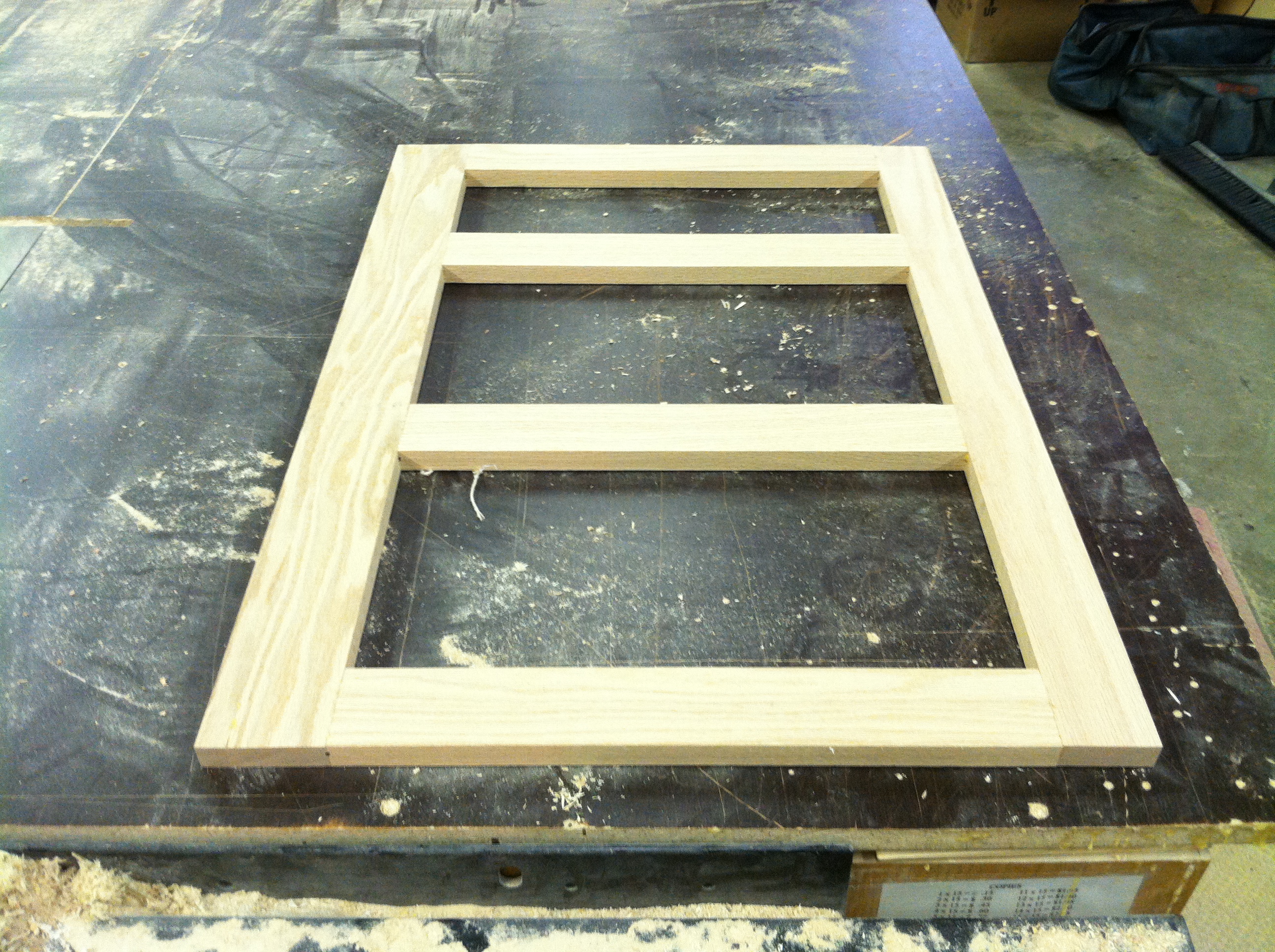 A Red Oak kitchen cabinet face-frame