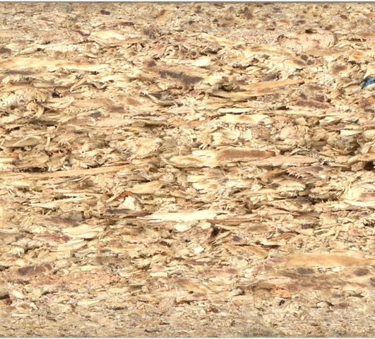 photo of a cross section of particle board