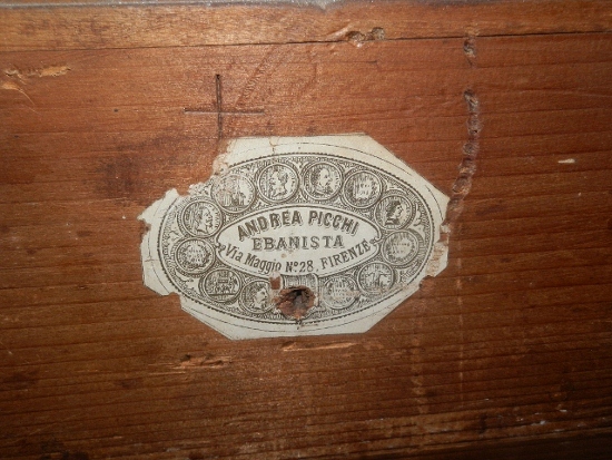 photo of an antique furniture label