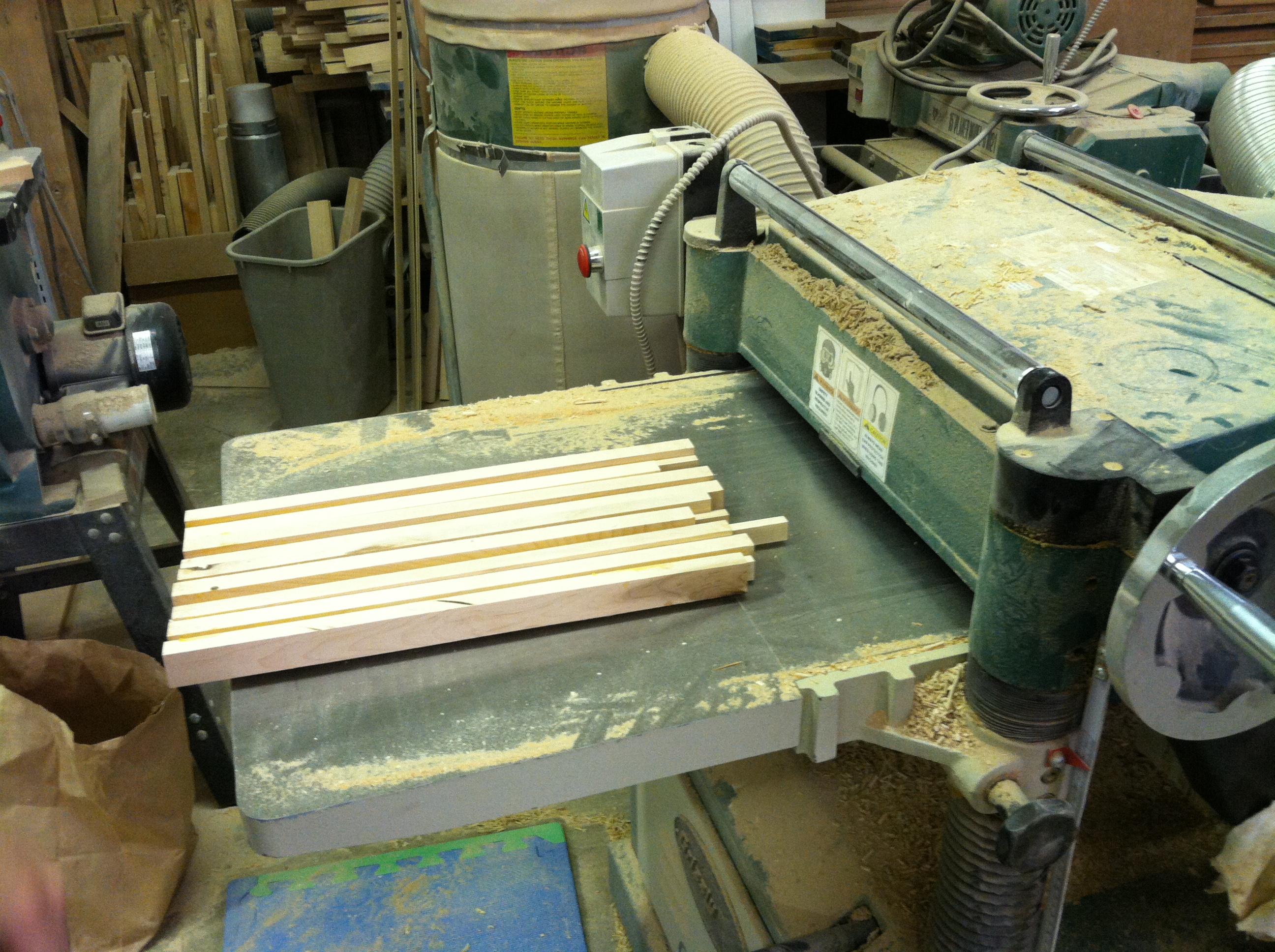 Maple wood glue up through a wood planner